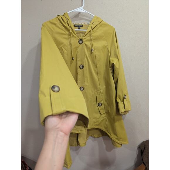 Long sleeve chartreuse hooded all weather fisherman style coat For Cynthia XL - Picture 4 of 11